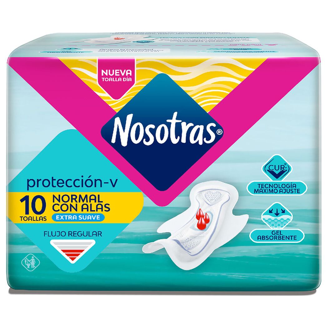 Nosotras Toalla Higienica Normal Tela Suave Con Alas x 10 Unidades, , large image number 1