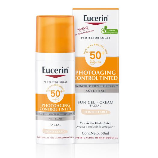 Eucerin Sun Photoaging Control Tinted Facial Tono Claro Protector Solar Fps50+ 50 Ml, , large image number 1