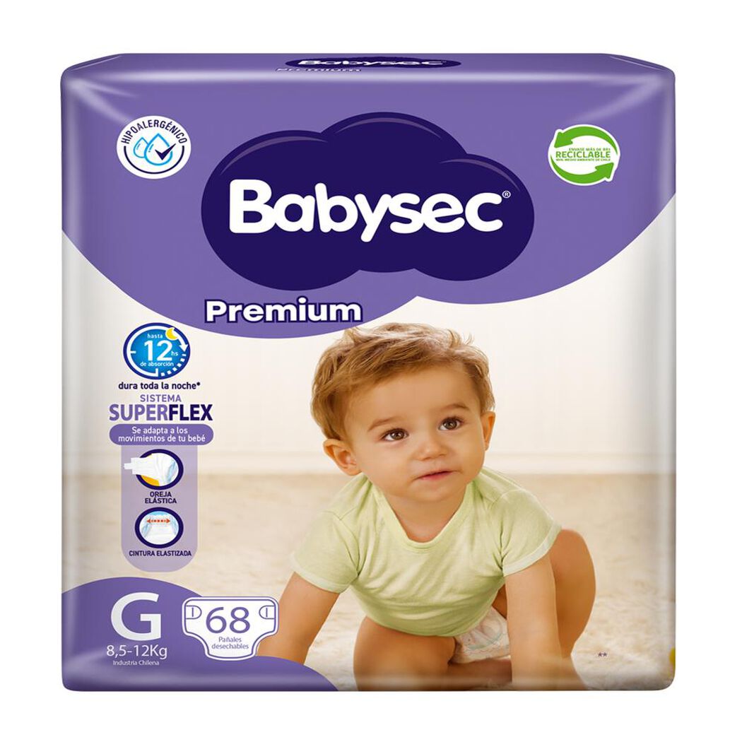 Pañales Babysec Premium XXG 68 un, , large image number 1
