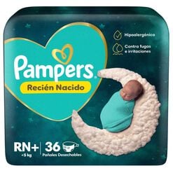 Pa&ntilde;al Pampers Protecci&oacute;n Insuperable Talla RN (<5 kg) 36 Un