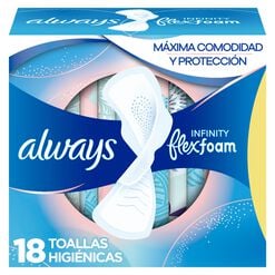Toalla Higi&eacute;nica Always Infinity Flex Foam Regular con Alas D&iacute;a 18 un