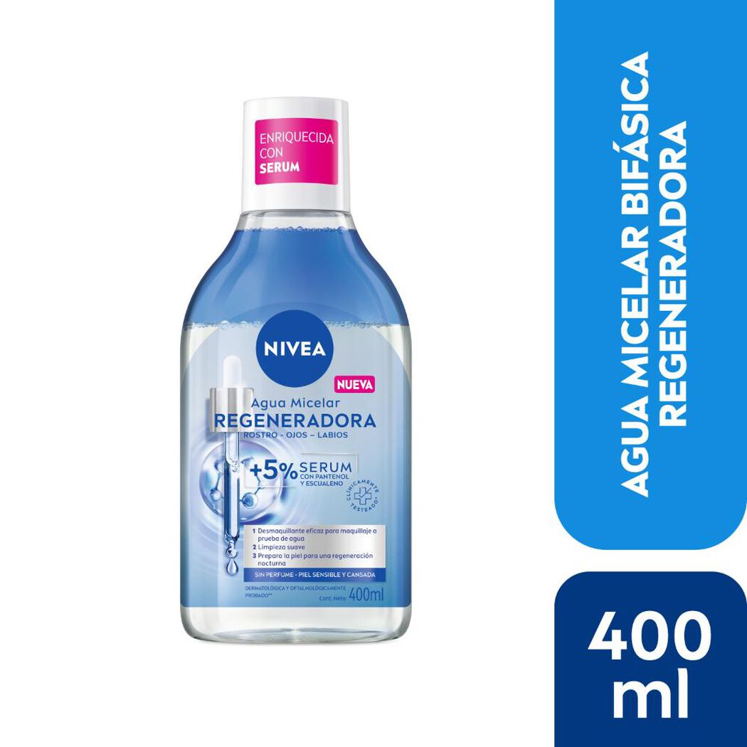 Agua Micelar Bifásica Nivea Regeneradora 400 mL, , large image number 0