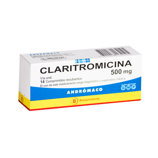 Claritromicina 500 mg x 14 Comprimidos Recubiertos ANDROMACO S.A., , large image number 0