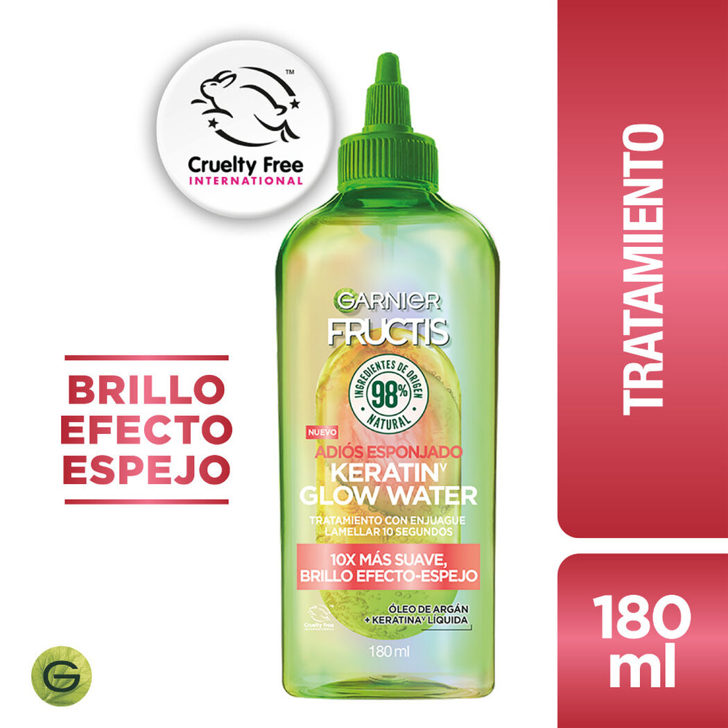 Tratamiento Capilar Fructis Adiós Esponjado Keratin Glow Water 180 mL, , large image number 0