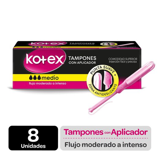 Tampones Kotex Medio con aplicador 8 un, , large image number 0