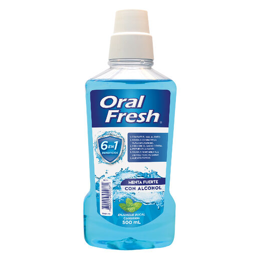 Enjuague Bucal con alcohol Oralfresh Menta Fuerte 500 ml, , large image number 0