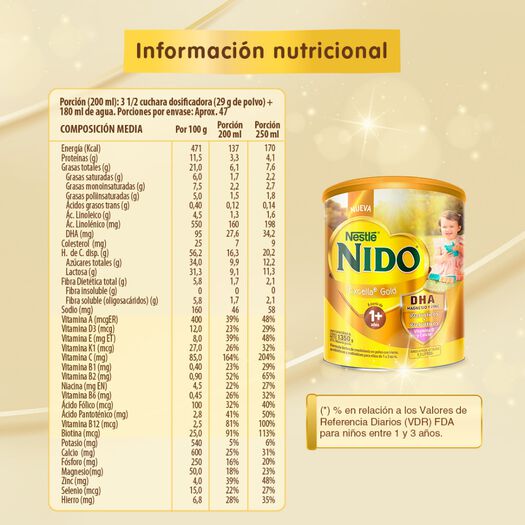 Fórmula Láctea Nido Etapa 1+ 1350g Excella Gold, , large image number 4