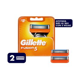 Repuestos Maquina De Afeitar Gillette Fusion5 De 5 Hojas Con Banda Lubricante, 2 Unidades