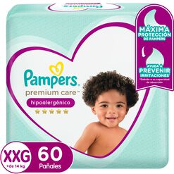 Pañales Pampers Premium Care Hipoalergénico XXG 60 un