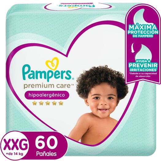 Pañales Pampers Premium Care Hipoalergénico XXG 60 un, , large image number 0