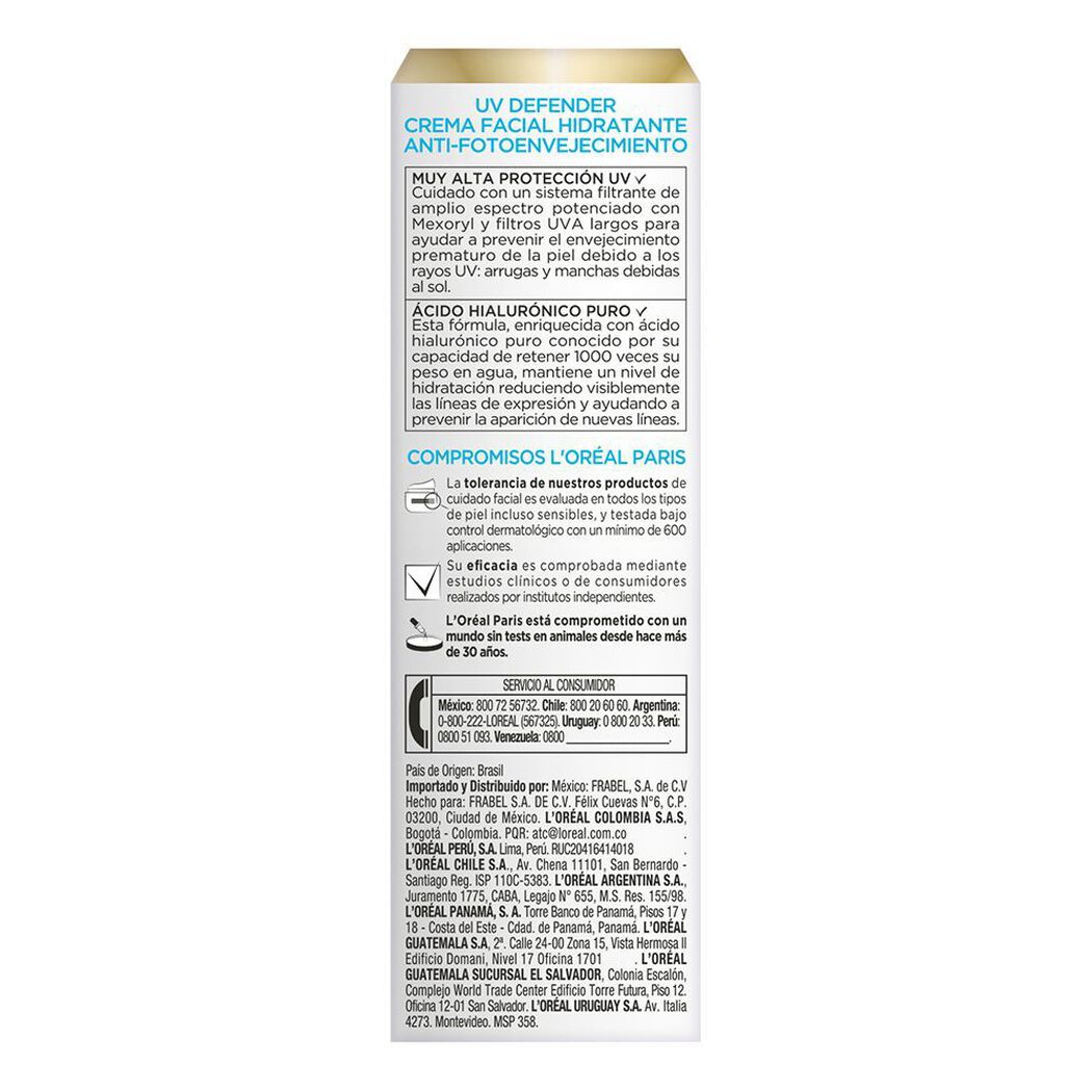 Loreal Crema UV Defender Hidratacion Intensa FPS50+ x 40 g, , large image number 2
