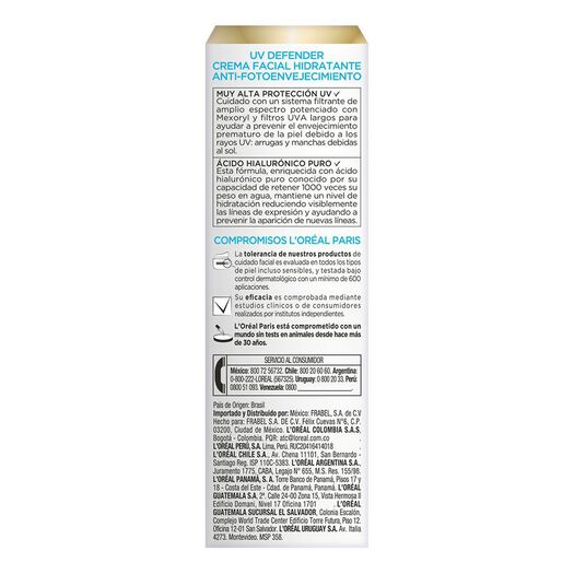 Loreal Crema UV Defender Hidratacion Intensa FPS50+ x 40 g, , large image number 2