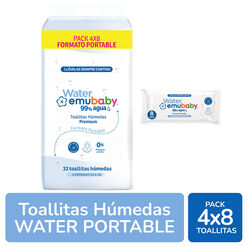 Toallitas H&uacute;medas Portables Emubaby Water 32Un