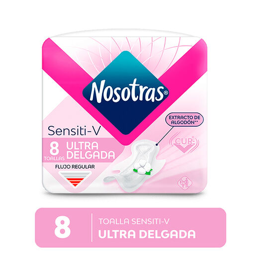 Nosotras Toalla Higiénica Sensiti-V Ultra Invisible Suave x 8 Unidades, , large image number 0