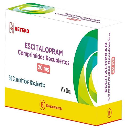 Escitalopram 20 mg x 30 Comprimidos Recubiertos SEVEN PHARMA CHILE SPA, , large image number 0
