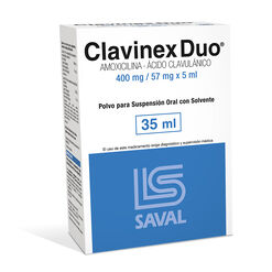 Clavinex Duo 400 mg/57 mg/5 ml x 35 ml Polvo para Suspensión Oral con Solvente