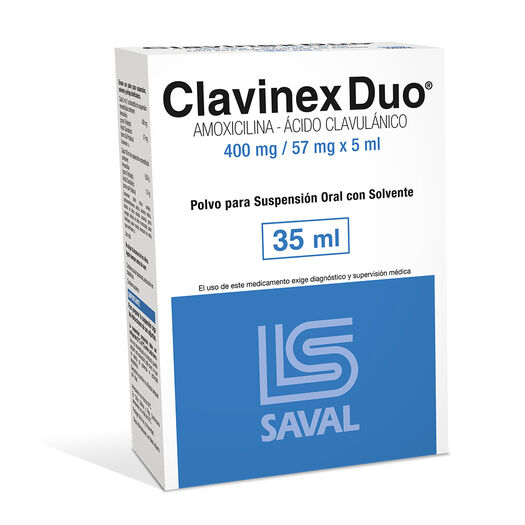 Clavinex Duo 400 mg/57 mg/5 ml x 35 ml Polvo para Suspensión Oral con Solvente, , large image number 0