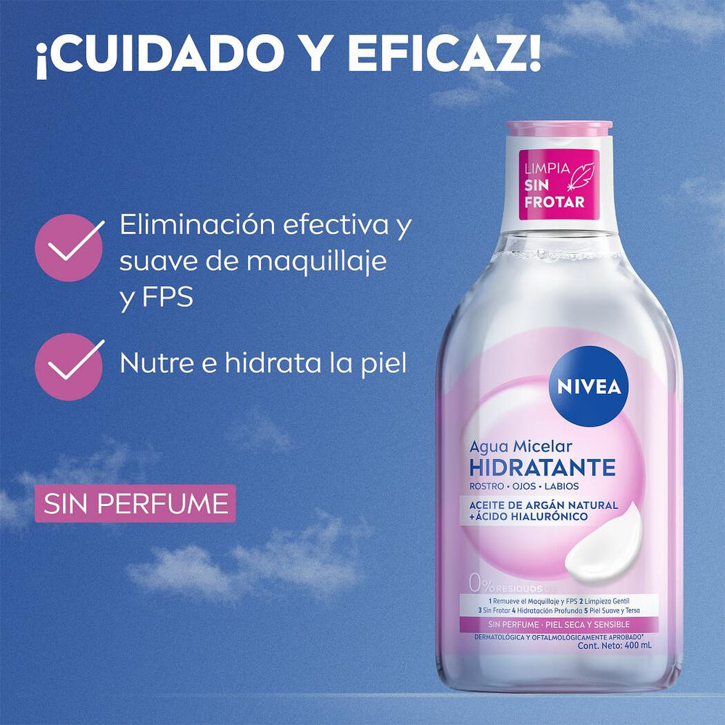 Agua Micelar Nivea Facial Piel Seca 400 ml, , large image number 2