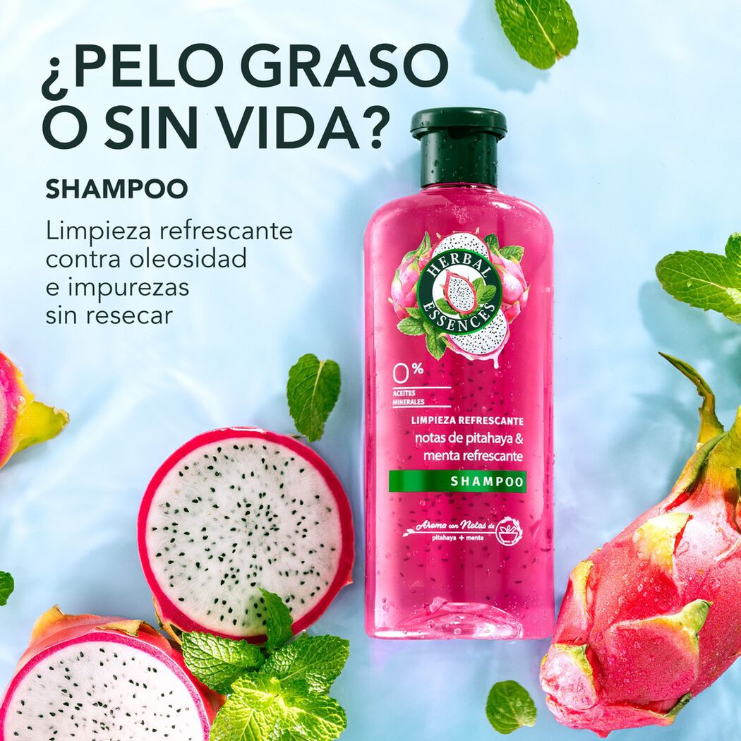 Herbal Essences Shampoo Limpieza Refrescante Pitahaya y Menta 400ml, , large image number 1