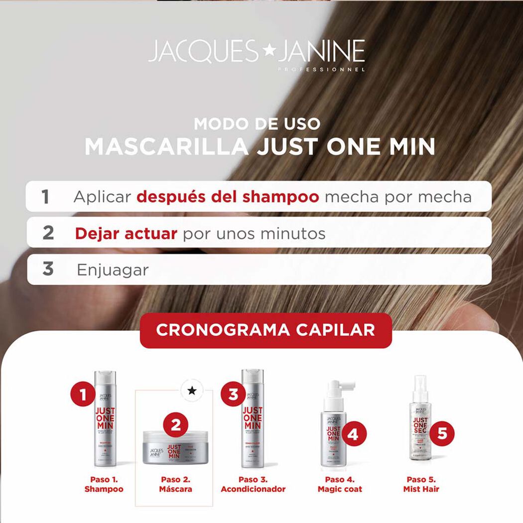 Mascara Jacques Janine Just One Minute Reparadora 80g, , large image number 3