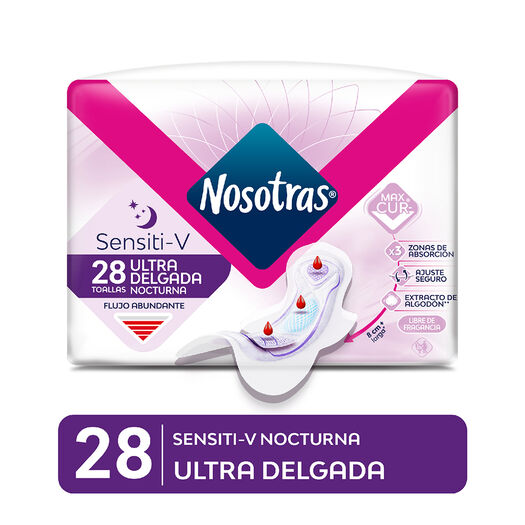 Toalla Higiénica Nosotras Buenas Noches Ultra Delgada Censito-V x28, , large image number 0