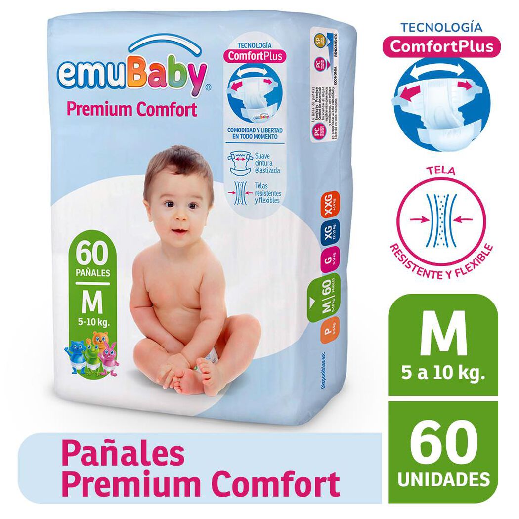 Pañales Emubaby Premium Comfort M 5-10 kg 60 un, , large image number 0