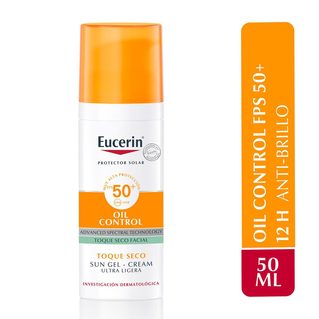 EUCERIN Protector Solar Facial Gel Crema Oil Control FPS50+ 50 mL, , large image number 0