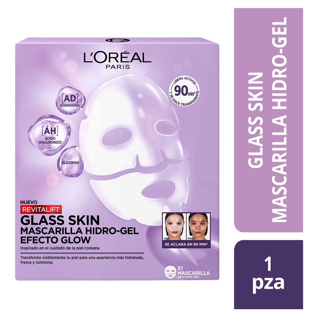 Mascarilla Facial Glass Skin L'Or&eacute;al Paris Revitalift Filler 1 Unidad, , large image number 0