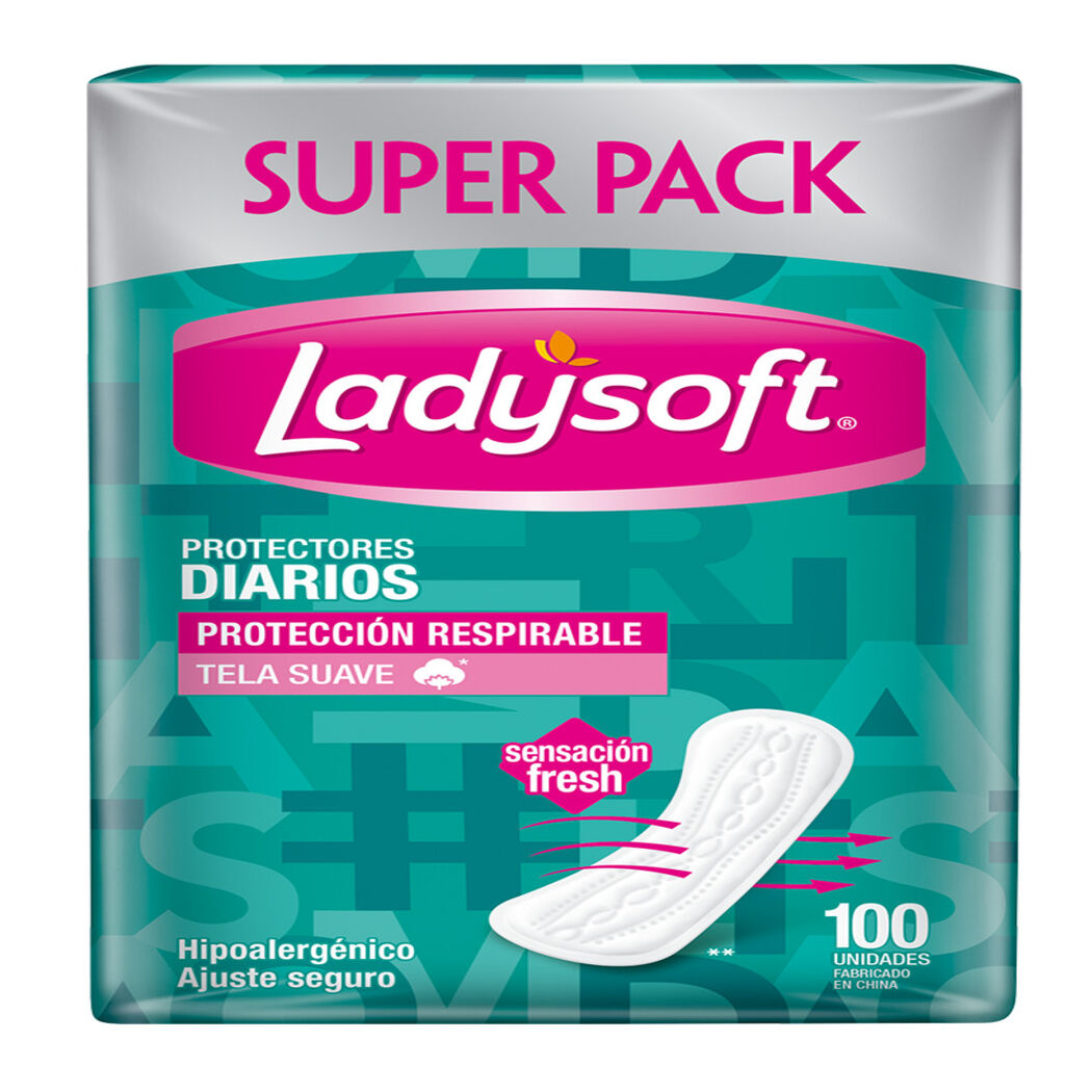Protector Diario Ladysoft Protección Respirable Tela Suave 100 un, , large image number 1