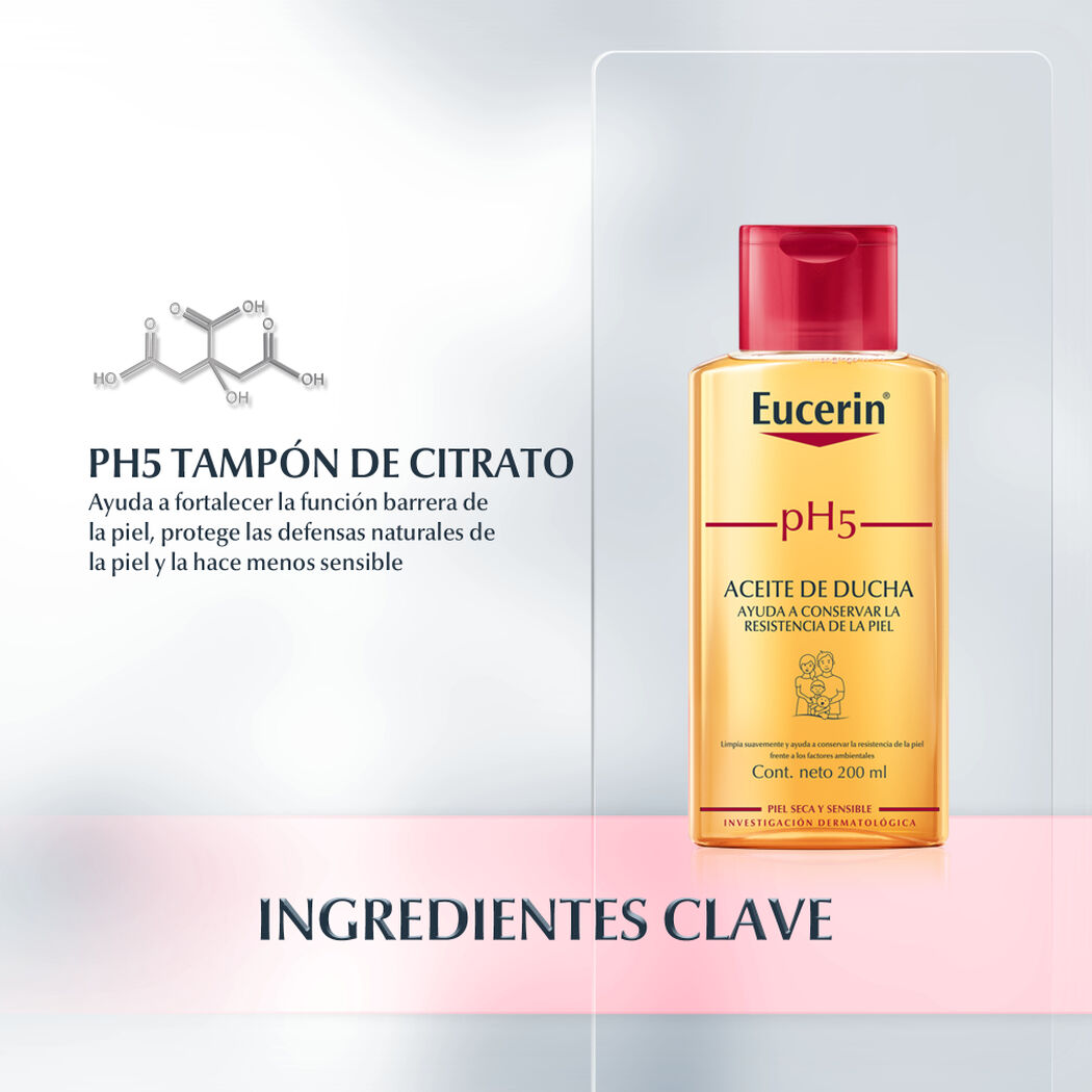 Aceite de Ducha Eucerin Ph5 Piel Seca y Sensible 200 mL, , large image number 2
