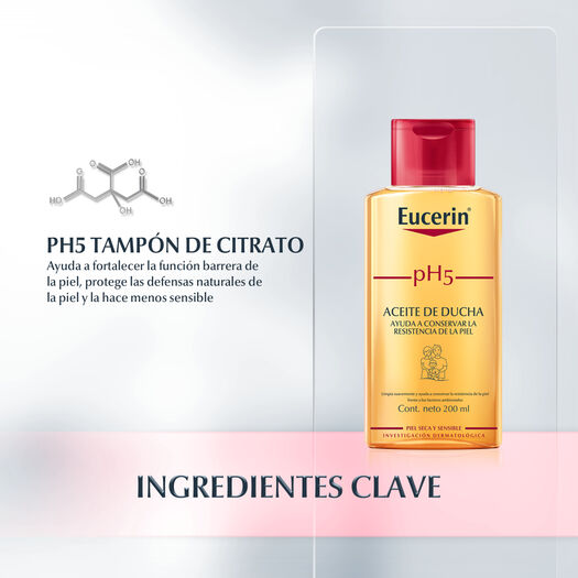 Aceite de Ducha Eucerin Ph5 Piel Seca y Sensible 200 mL, , large image number 2