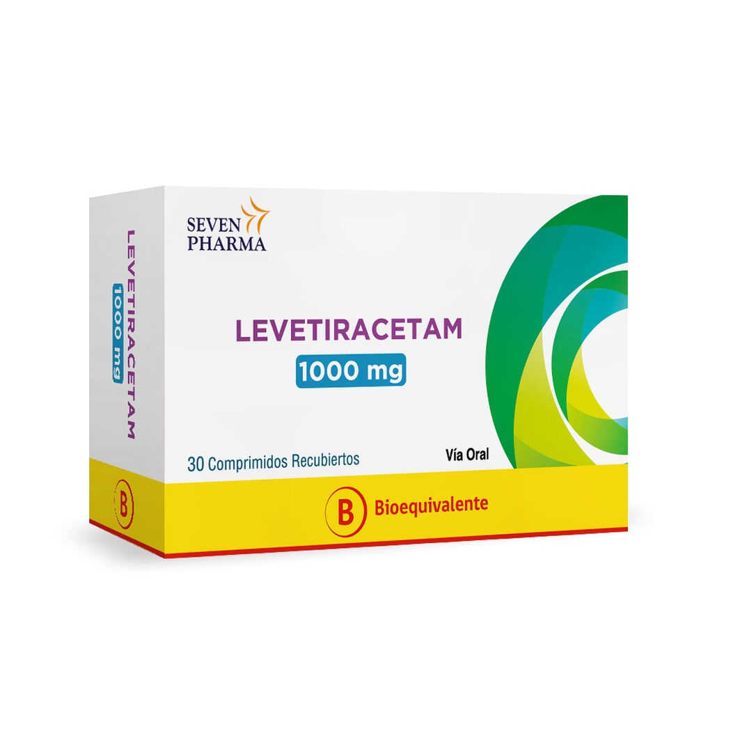 Levetiracetam 1000 mg x 30 Comprimidos Recubiertos SEVEN PHARMA CHILE SPA, , large image number 0
