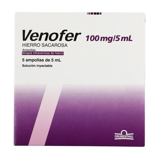 Venofer 100 mg Solución Inyectable 5 Ampollas x 5 ml, , large image number 0
