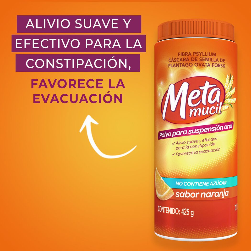 Metamucil Fibra Natural Soluble Sabor Naranja 425 g, , large image number 1