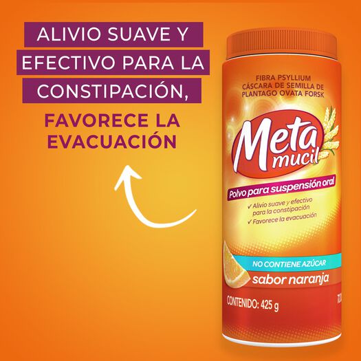 Metamucil Fibra Natural Soluble Sabor Naranja 425 g, , large image number 1