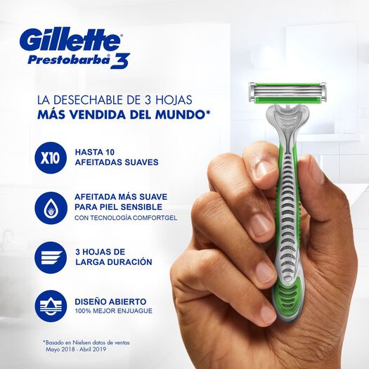 Máquina de Afeitar Gillette Prestobarba Sensitive 2 un, , large image number 3