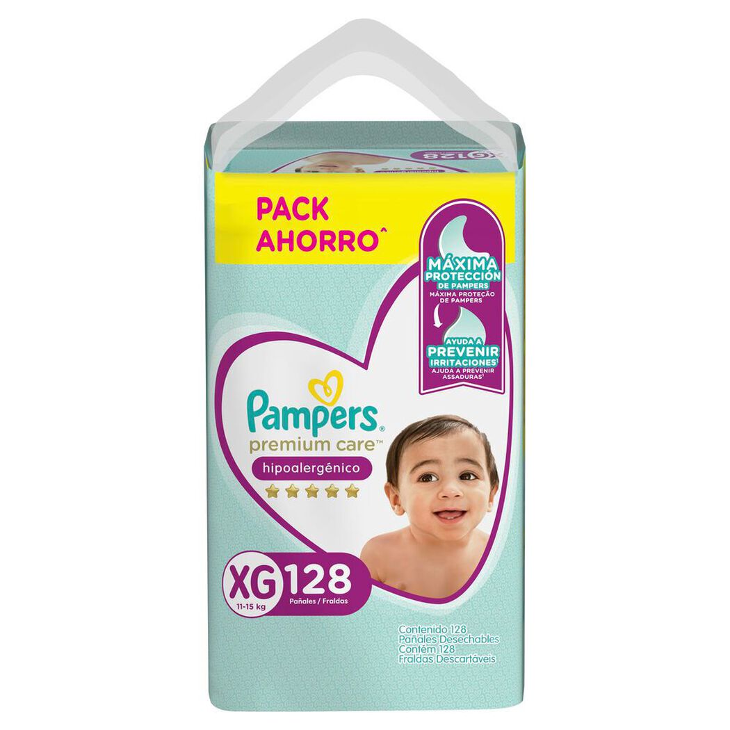 Pañales Pampers Premium Care Hipoalergénico XG 128 un, , large image number 3