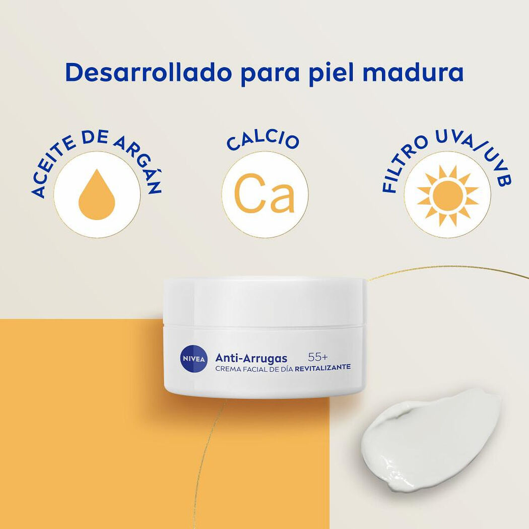 Crema Facial Nivea Antiarrugas +55 D&iacute;a 50 ml, , large image number 3
