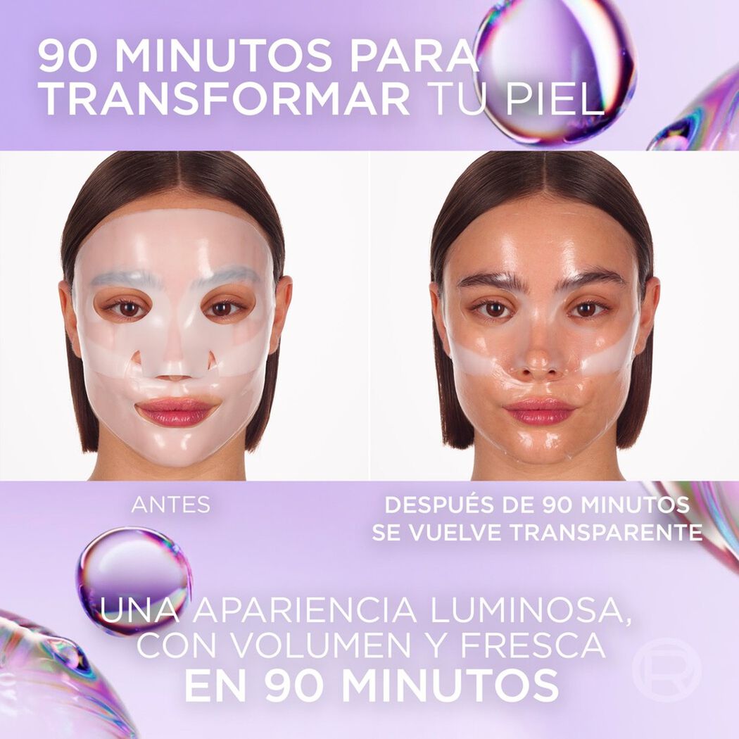Mascarilla Facial Glass Skin L'Or&eacute;al Paris Revitalift Filler 1 Unidad, , large image number 3