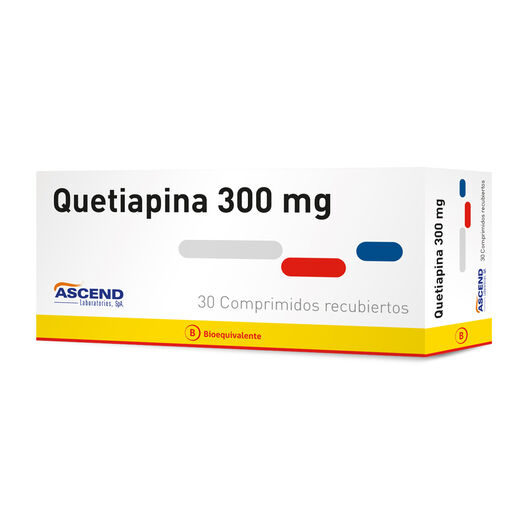 Quetiapina 300 mg x 30 Comprimidos Recubiertos ASCEND, , large image number 0