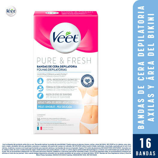 Banda Depilatoria Veet Axila Bikini Corporal 16 un, , large image number 0