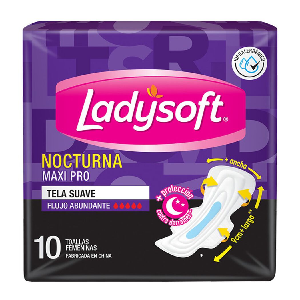 Toalla Higiénica Ladysoft Nocturna Normal 10 Un, , large image number 1