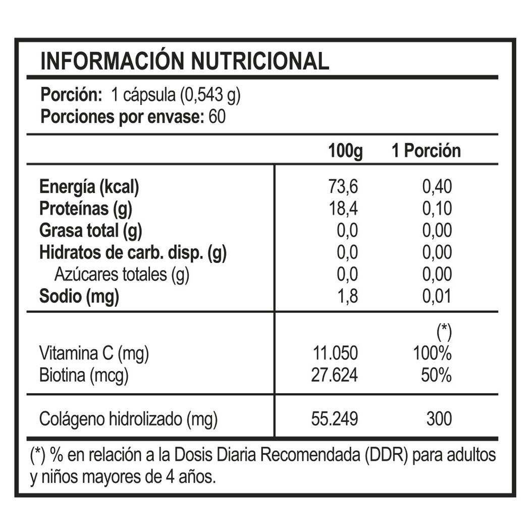 Vitaday Col&aacute;geno + Biotina + Vitamina C (60 c&aacute;psulas), , large image number 1