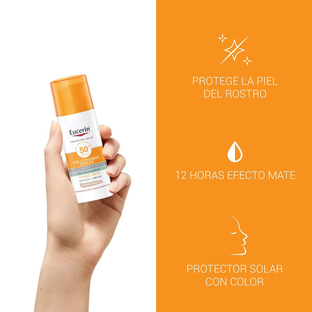 EUCERIN Protector Solar Facial Oil Control Tint FPS50+ 50 mL, , large image number 2