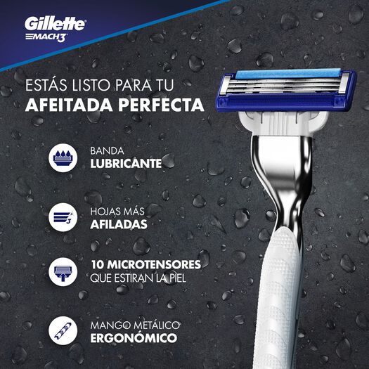 Máquina De Afeitar Recargable Gillette Mach3 Turbo Con Banda De Mayor Duración, 1 Unidad, , large image number 4