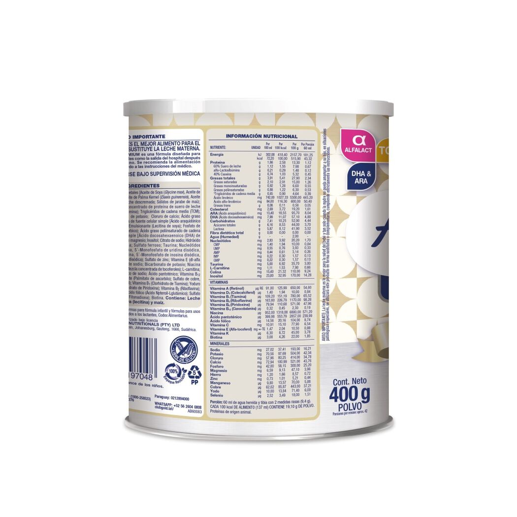 F&oacute;rmula Infantil Alula Gold Prematuros 400g, , large image number 3