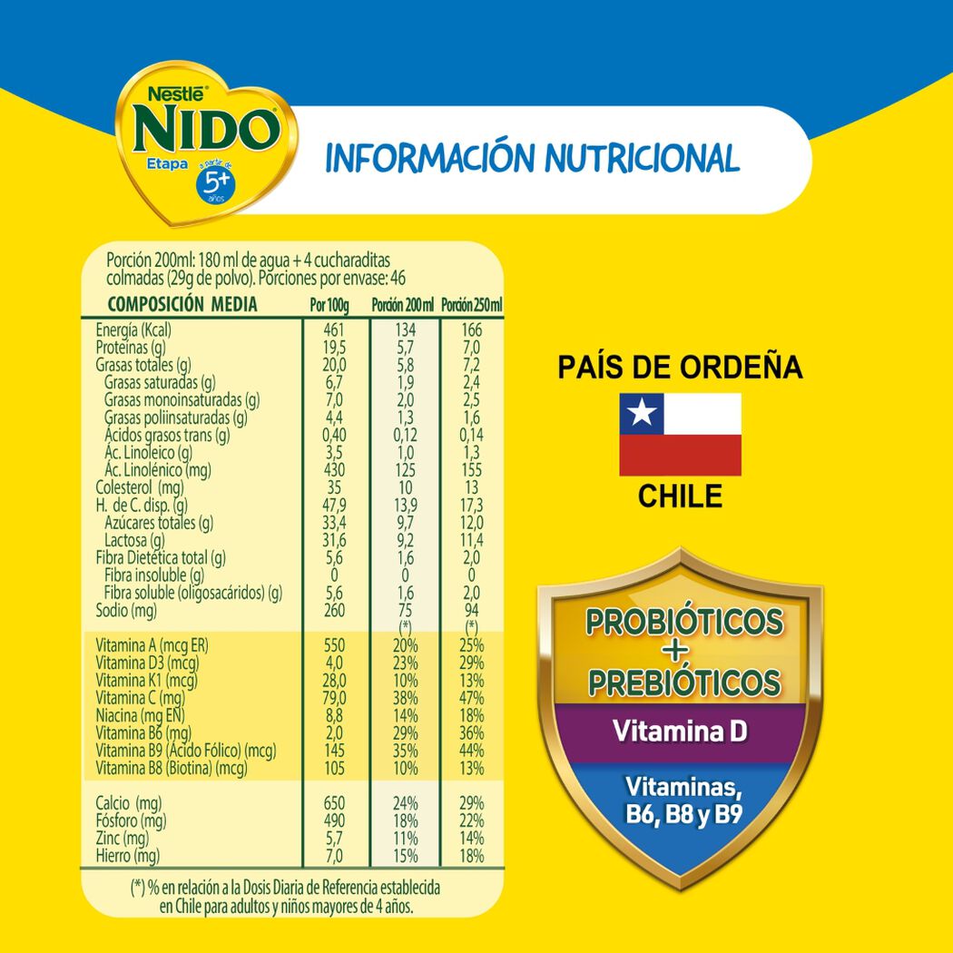 Leche Nido Etapa 5+ Semidescremada 1350 g, , large image number 3
