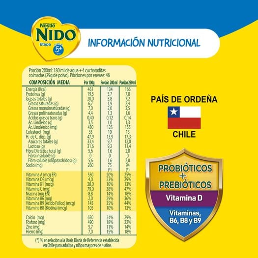 Leche en polvo Nido Etapa 5+ Semidescremada 1350g, , large image number 3