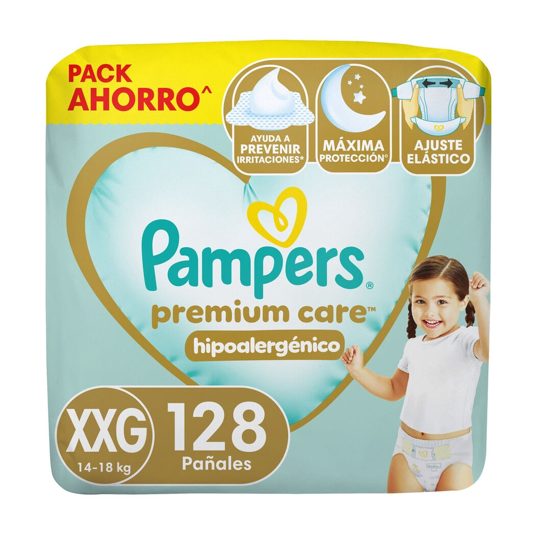 Pa&ntilde;ales Pampers Premium Care Hipoalerg&eacute;nico XXG 128 un, , large image number 0