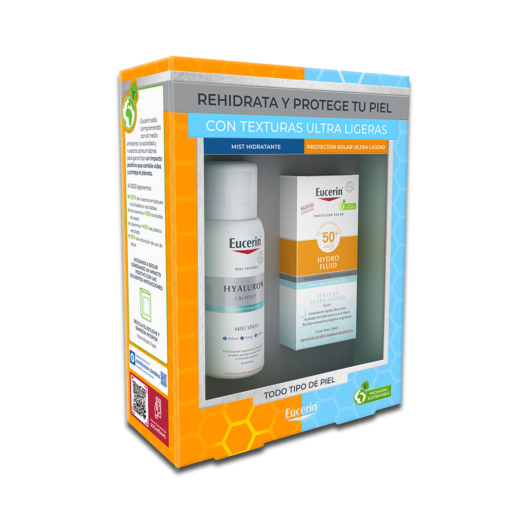 Protector Solar Eucerin Hydro Fluid Facial 50 mL + Mist Spray Hyaluron +3 Effect, , large image number 2